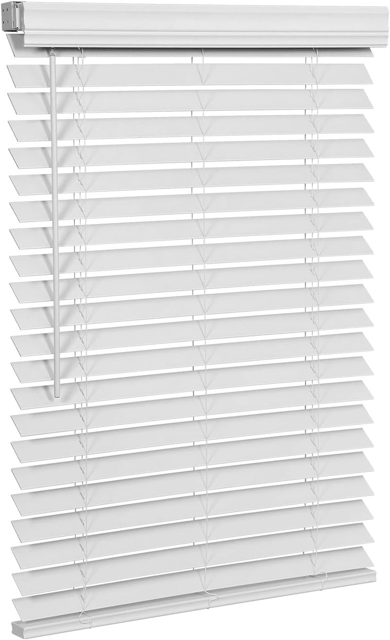 SMONTER 2" Slat Faux Wood Blinds with Crown Valance- Cordless Horizontal Blinds Room Darkening Blinds for Windows Bedroom, Bathroom, Living Room, Glass Door Interior Decor, 24" Wx 60" H - Image 1